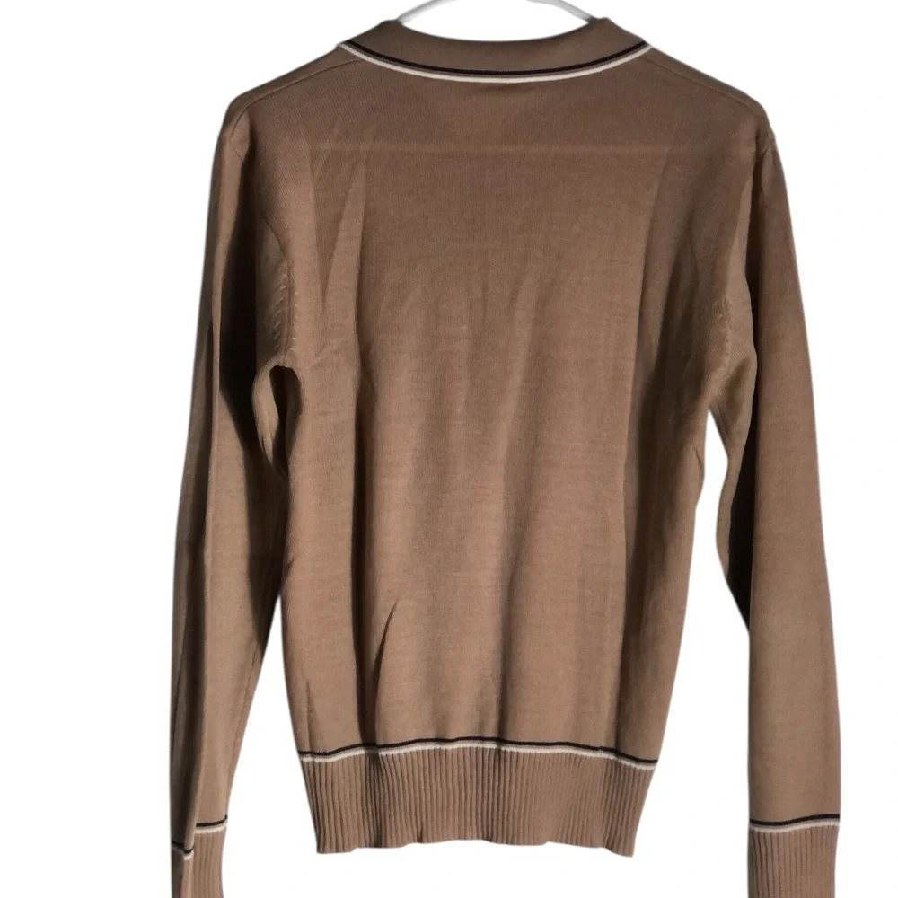 Vintage Paolo Ricci 1/4 button lightweight brown sweater Sz Small